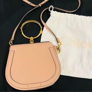 Chloe Light Pink Nile Bracelet Bag with Crossbody Shoulder Strap, like NEW